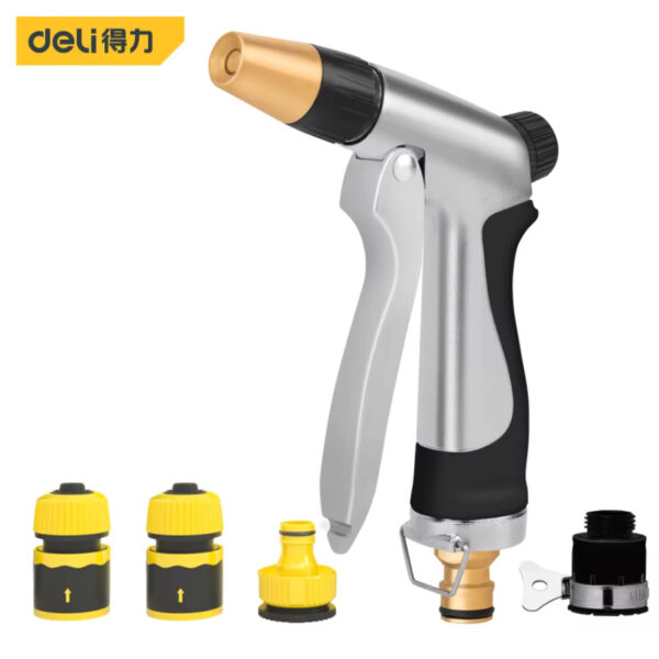 Đầu Vòi Xịt Nước Tăng Áp 3 Chế Độ Phun, Kèm 3 Đầu Nối Tiện Lợi. Chính Hãng Deli